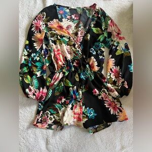 Black Floral Long Sleeve Romper